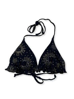 H&M Celestial Sun & Moon Triangle Bikini Top – Navy – Size 8 EUC
